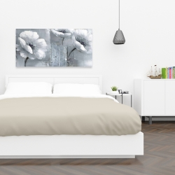 Canvas 24 x 48 - Gray & white flowers