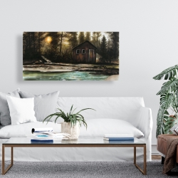 Canvas 24 x 48 - Cabin in the forest