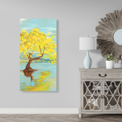 Toile 24 x 48 - Paysage de printemps avec arbre dans un lac