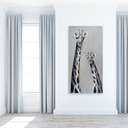 Toile 24 x 48 - Girafes bleu acier