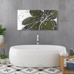 Canvas 24 x 48 - Green flower with splash outline