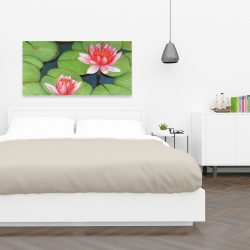Canvas 24 x 48 - Lotus flowers in a swamp