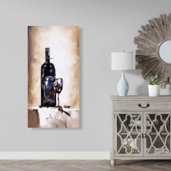 Canvas 24 x 48 - Bottle and a glass of red wine