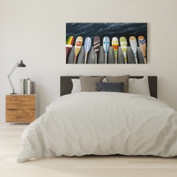 Canvas 24 x 48 - Colorful paddles on the dock