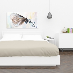 Toile 24 x 48 - Papillon sur fleurs bleues