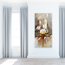 Canvas 24 x 48 - People with umbrellas walking across the street