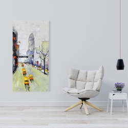 Canvas 24 x 48 - Gray street with yellow and red accents
