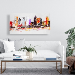 Toile 24 x 48 - Ville abstraites aux couleurs vives