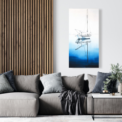 Toile 24 x 48 - Bateau blanc sur eau d'un bleu profond