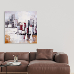Canvas 36 x 36 - Sailboats and urban city