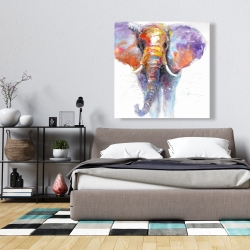 Canvas 36 x 36 - Colorful walking elephant