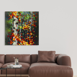 Canvas 36 x 36 - Colorful dotted leaves birches