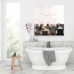 Toile 36 x 36 - Tour d'eau et oiseaux