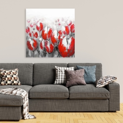 Canvas 36 x 36 - Abstract red tulips
