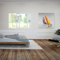 Canvas 36 x 36 - Two colors sailing boat