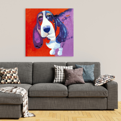 Canvas 36 x 36 - Abstract colorful basset dog