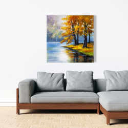Toile 36 x 36 - Deux arbres au bord du lac