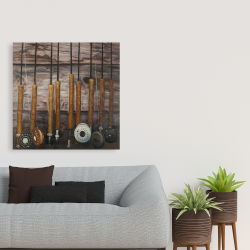 Canvas 36 x 36 - Fishing rods on wood