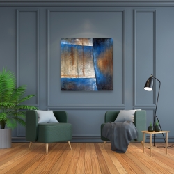 Canvas 36 x 36 - Luminous blue and bronze shape