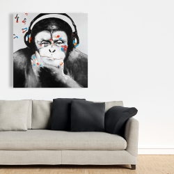 Canvas 36 x 36 - Monkey with headphones