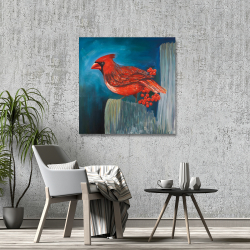 Canvas 36 x 36 - Redbreast bird on a branch