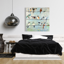 Canvas 36 x 36 - Small colorful birds