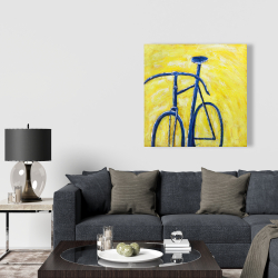 Toile 36 x 36 - Bicyclette bleue sur fond jaune