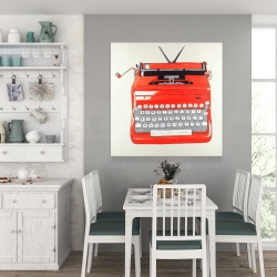 Canvas 36 x 36 - Red typewritter machine