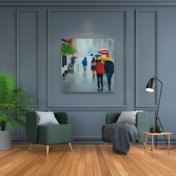 Toile 36 x 36 - Gens marchant par un jour de pluie