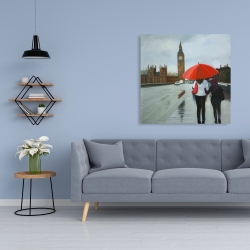 Canvas 36 x 36 - British under umbrella in front of the big ben