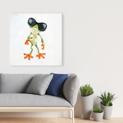 Canvas 36 x 36 - Funny frog with sunglasses