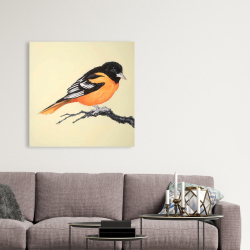 Canvas 36 x 36 - Realistic little bird on a branch