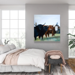 Canvas 36 x 36 - Four highland cows