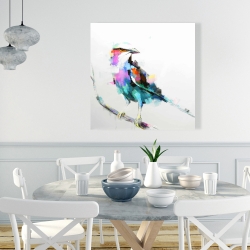 Canvas 36 x 36 - Colorful abstract bird on a branch