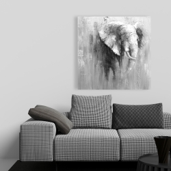 Canvas 36 x 36 - Abstract grayscale elephant