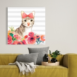 Toile 36 x 36 - Petit chat de fleur