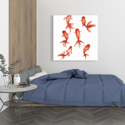 Toile 36 x 36 - Petits poissons rouge