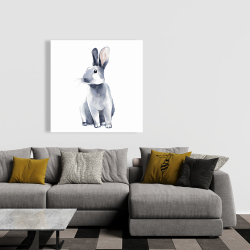 Canvas 36 x 36 - Gray curious rabbit