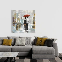 Canvas 36 x 36 - Couple walking under their umbrella