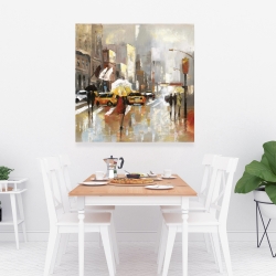 Canvas 36 x 36 - People with umbrellas walking across the street