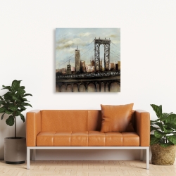 Toile 36 x 36 - Pont de ville par un jour gris