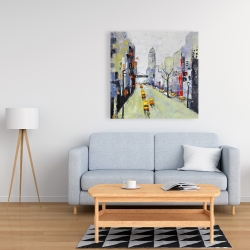 Canvas 36 x 36 - Gray street with yellow and red accents
