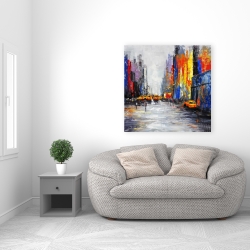 Canvas 36 x 36 - Color spotted street with taxis