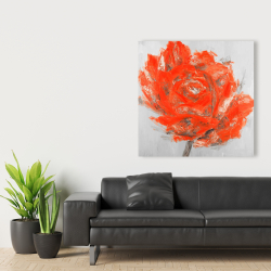 Toile 36 x 36 - Fleur rouge abstraite