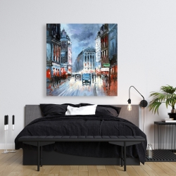 Canvas 36 x 36 - Abstract red and blue city