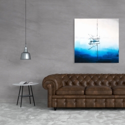 Toile 36 x 36 - Bateau blanc sur eau d'un bleu profond