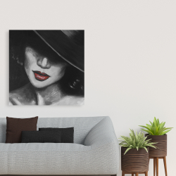 Canvas 36 x 36 - Mysterious red lips lady