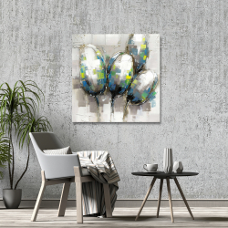 Toile 36 x 36 - Tulipes bleues abstraites