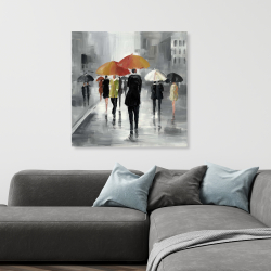 Canvas 36 x 36 - Street scene with umbrellas