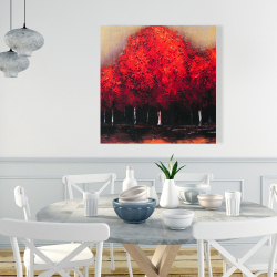 Canvas 36 x 36 - Red dark trees